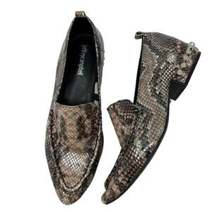 Jeffrey Campbell Barnett Snake Print Studded Pointed Loafers Size 7